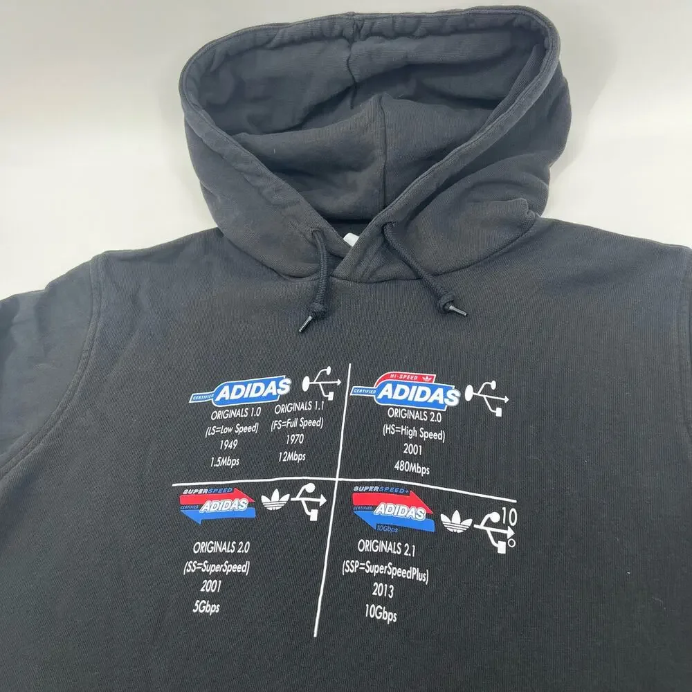 Mens Black Adidas Originals Tech B Hoodie Sweatshirt GD5997 French‎ terry knit